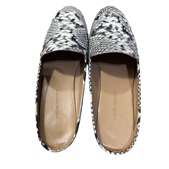 Banana Republic Faux Snakeskin Mule Shoe Slip-On Black White Gray Size 8 - Picture 6 of 8